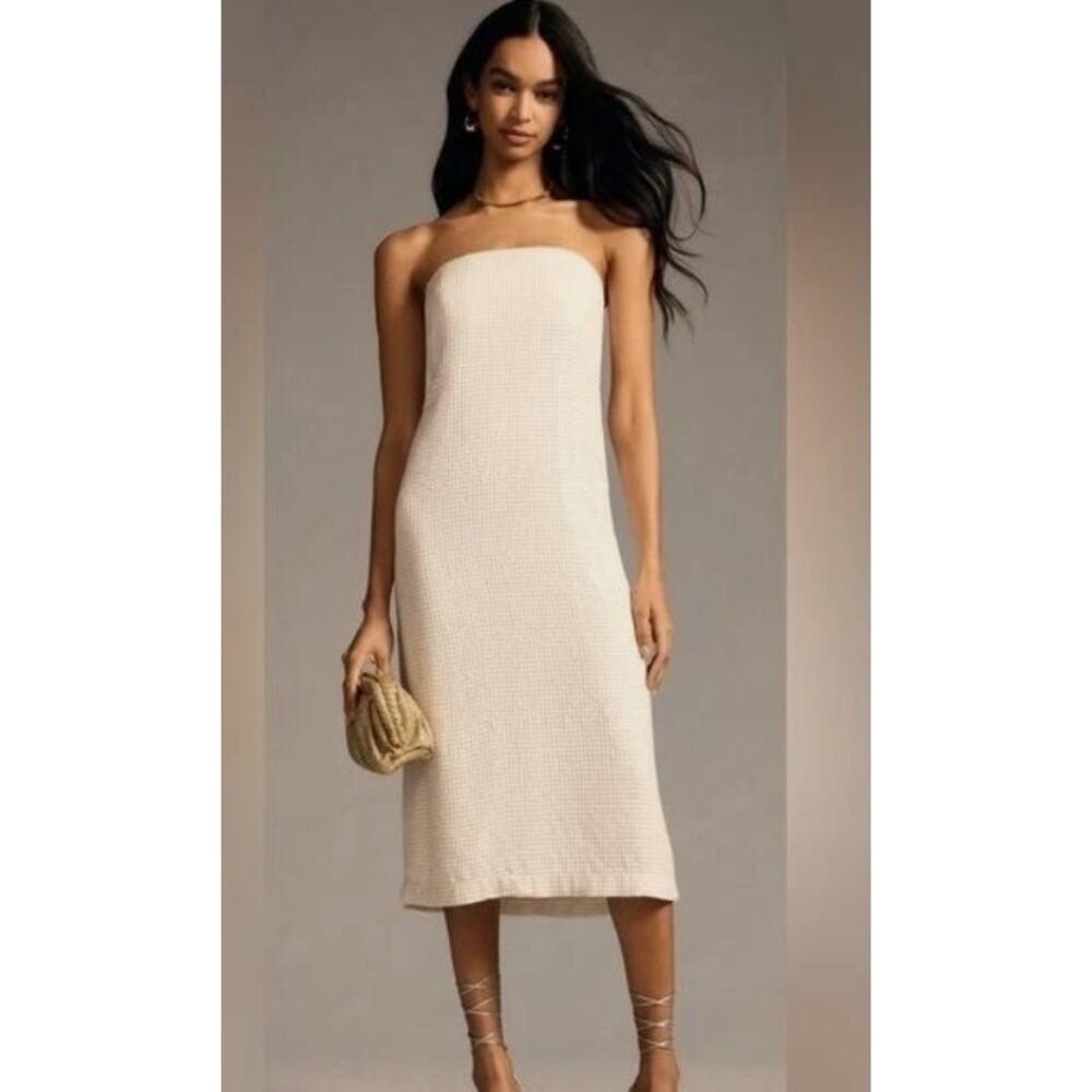 Anthropologie Forever That Girl White Sequin Midi Strapless Dress Small NWT